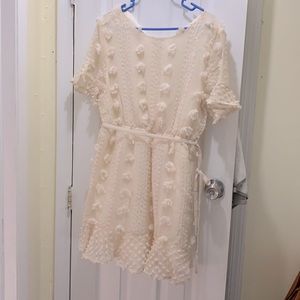 Cream Floral Appliqué Maternity Flounce Dress